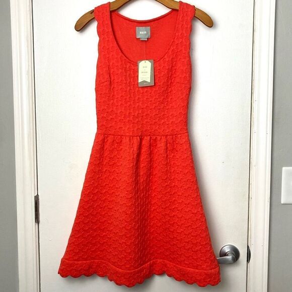 Maeve Dresses & Skirts - Anthropologie Maeve Coral Scalloped Sleeveless Dress Lace Back Fit and Flare XS